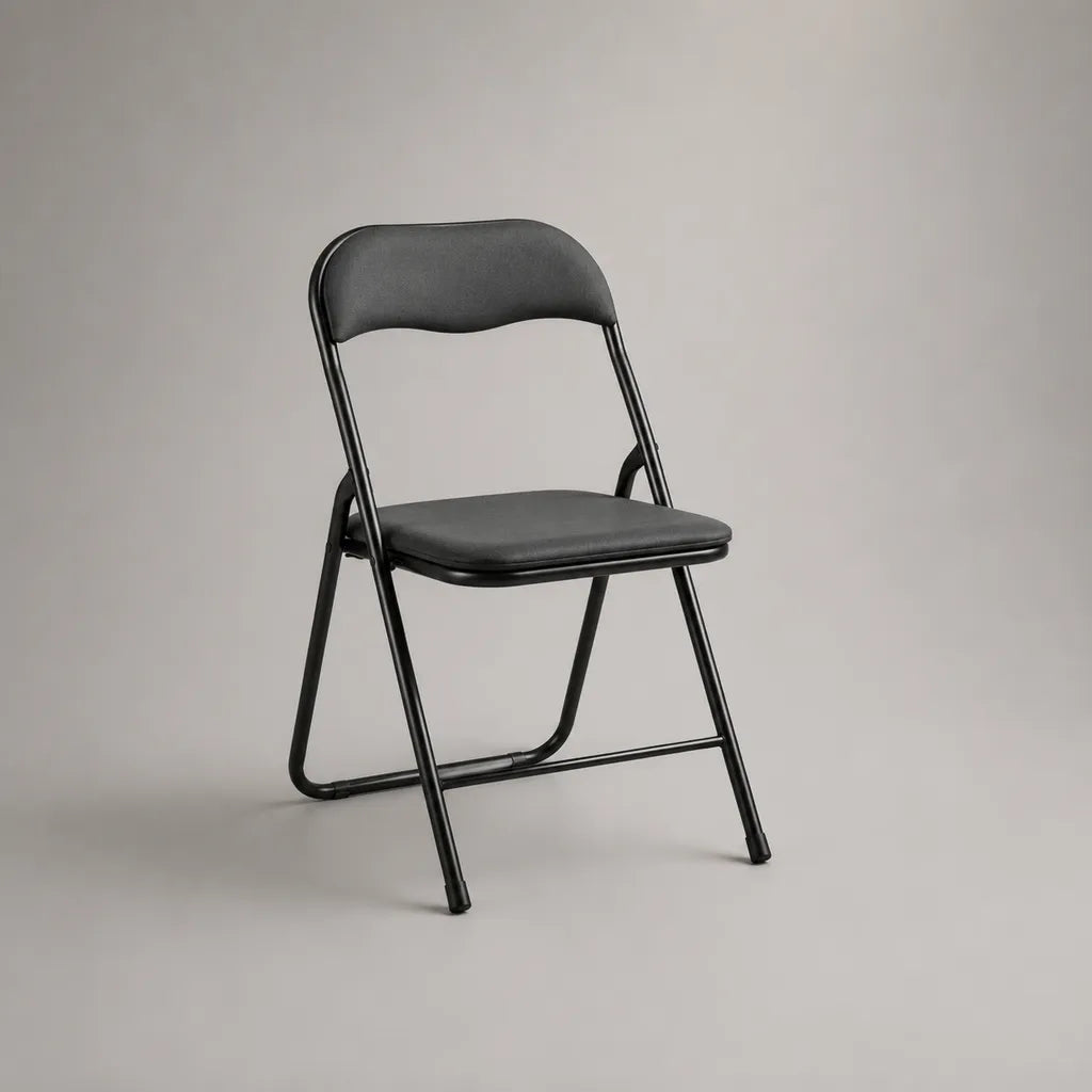 Klappstuhl aus Stahl mit PU-Bezug, Schwarz, 45 × 48 × 78 cm