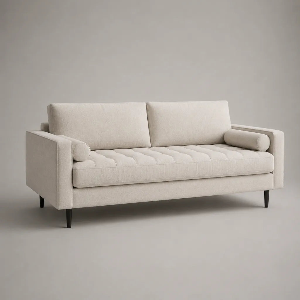 3-Sitzer-Sofa mit Polyesterbezug und Schaumstoffpolsterung, Creme, 210 × 86 × 84 cm