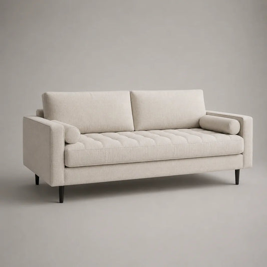 3-Sitzer-Sofa mit Polyesterbezug und Schaumstoffpolsterung, Creme, 210 × 86 × 84 cm