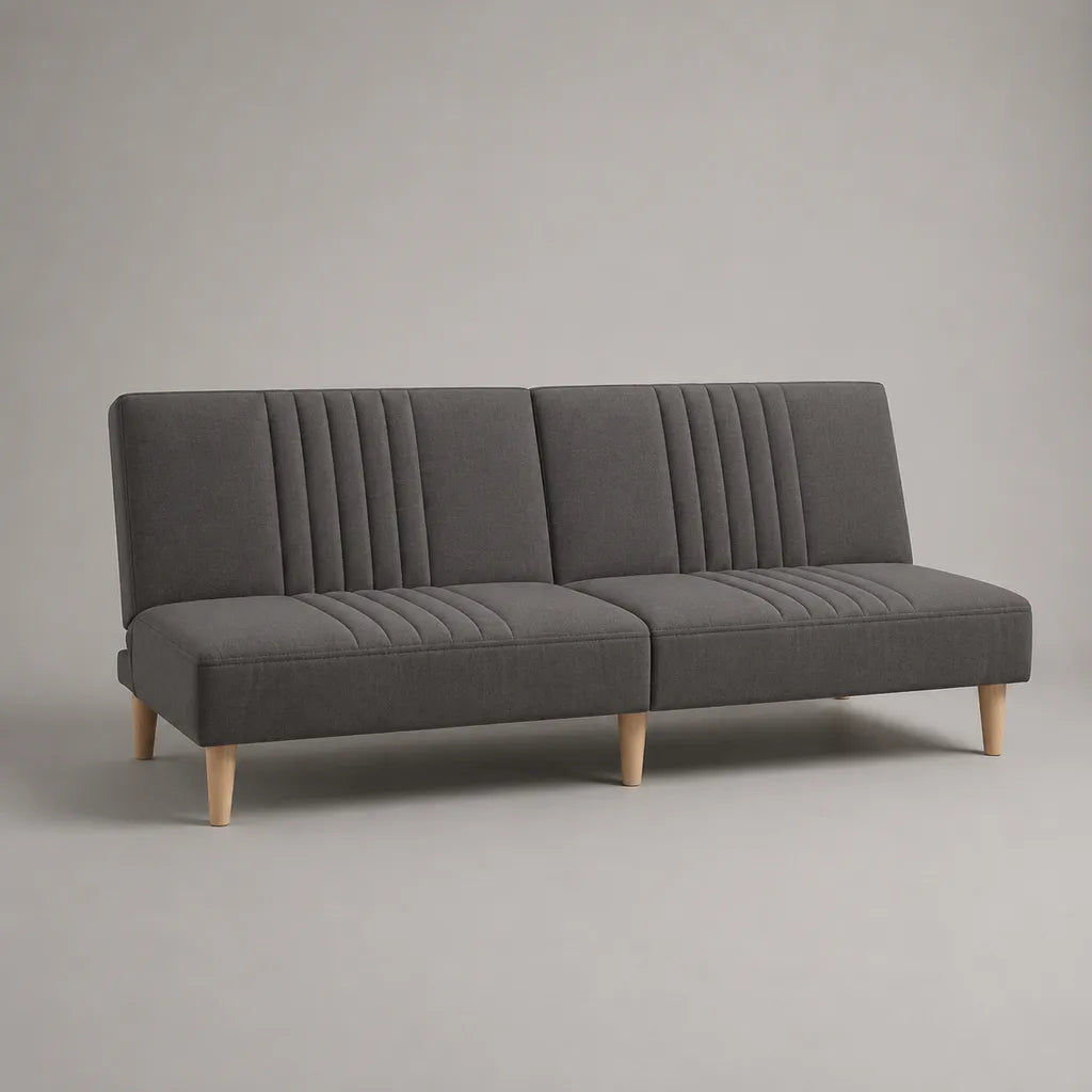 Schlafsofa 3-Sitzer mit Stoffbezug und geteilter verstellbarer Rückenlehne, Anthrazit, 180 × 85 × 80 cm, Liegefläche 180 × 105 cm
