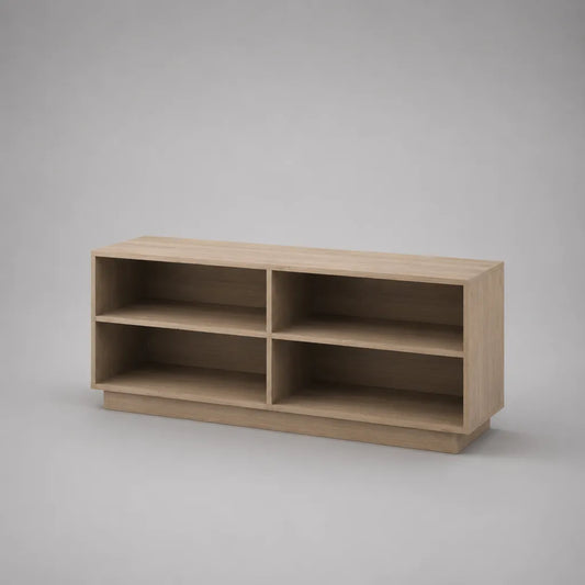 Schuhschrank mit 4 offenen Fächern aus melaminbeschichteter Spanplatte, Helle Eiche, 120 × 35 × 60 cm